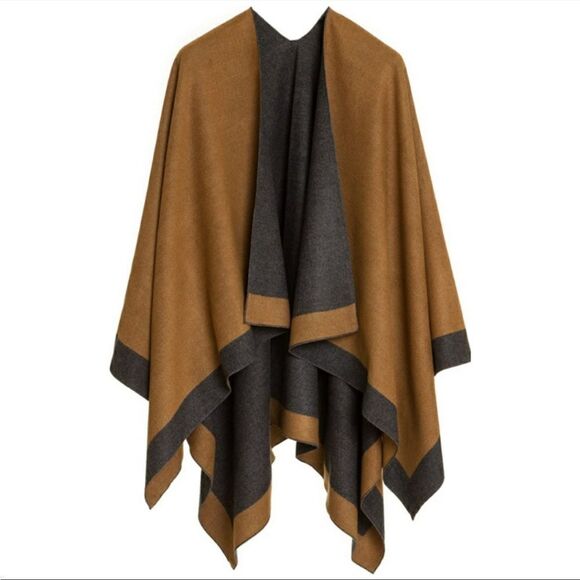 New Luxe Reversible Wrap Shawl Poncho Cardigan - Picture 2 of 16